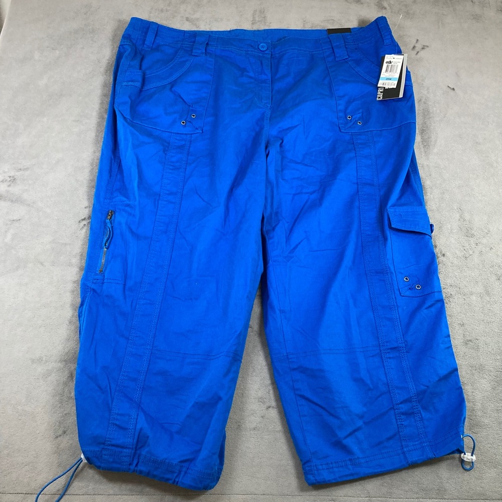Style & Co Women Blue Vineyard Coast Mid Rise Capri Cargo Pants 20W NWT